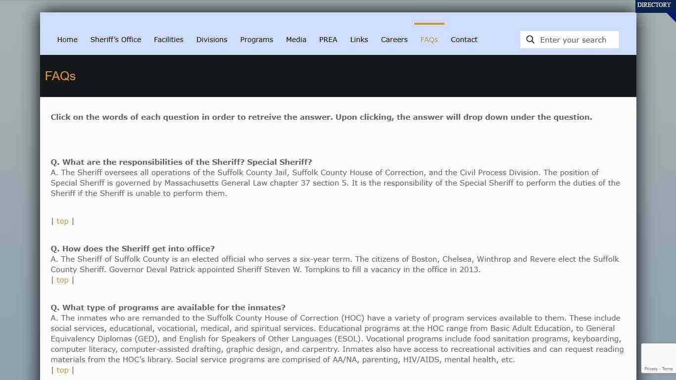 FAQs · Suffolk County Sheriff’s Department