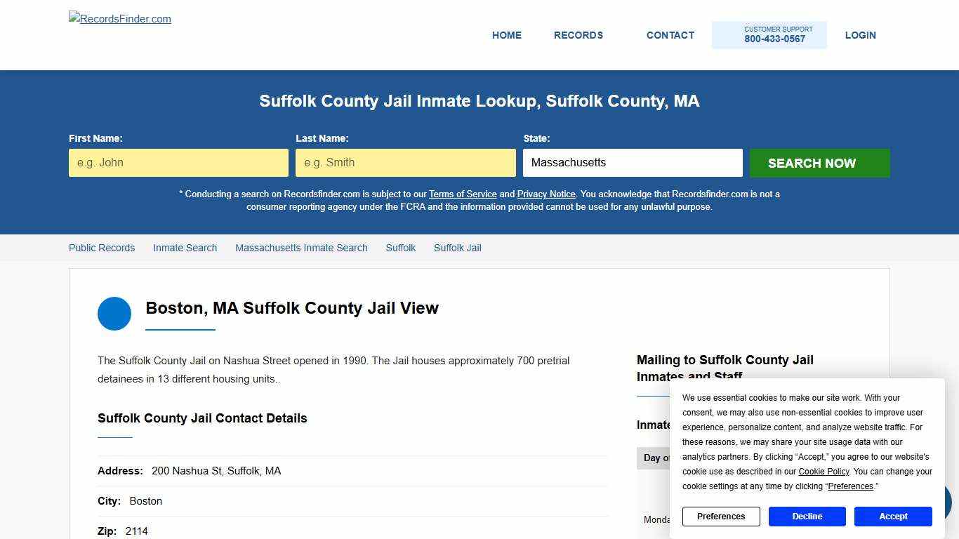 Suffolk County Jail Roster & Inmate Lookup